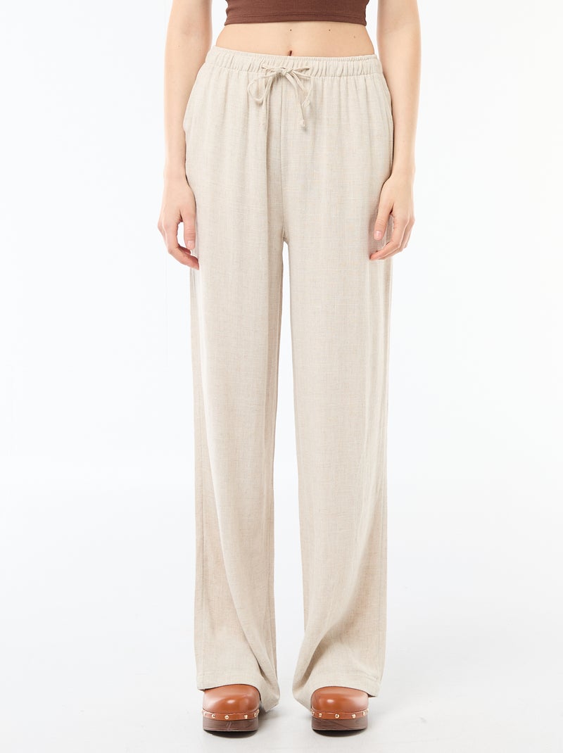 Pantalón de lino con 2 bolsillos Beige - Kiabi