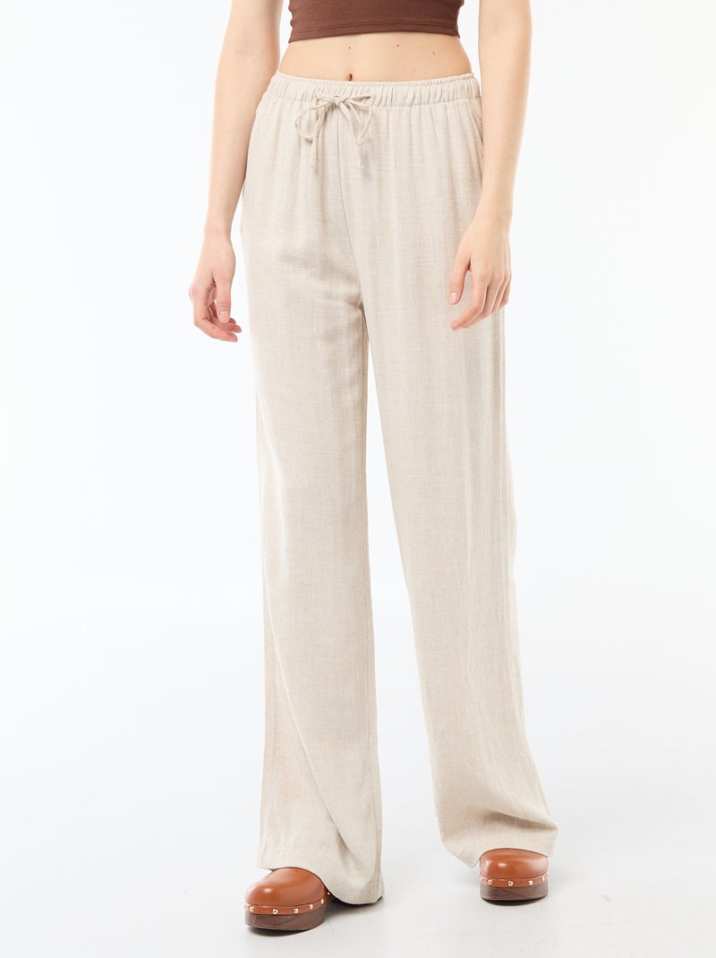 Pantalón de lino con 2 bolsillos Beige - Kiabi