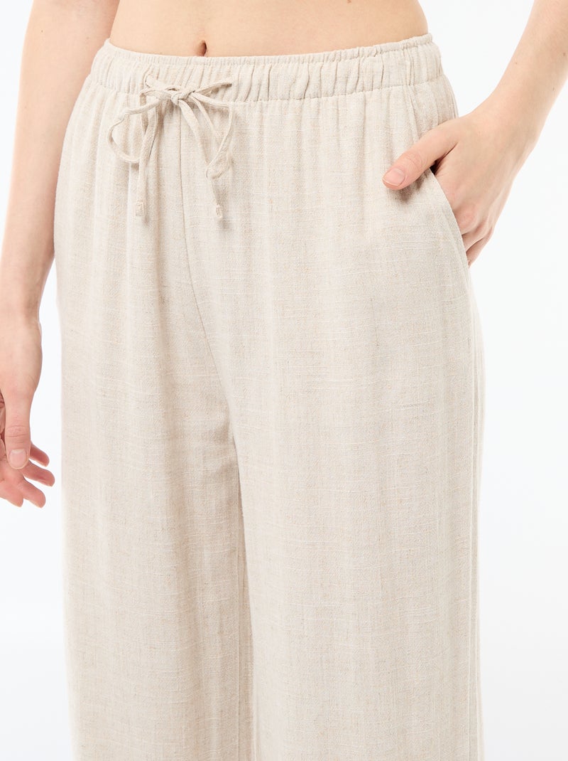 Pantalón de lino con 2 bolsillos Beige - Kiabi