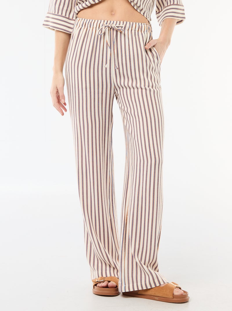 Pantalón de lino con 2 bolsillos Beige - Kiabi