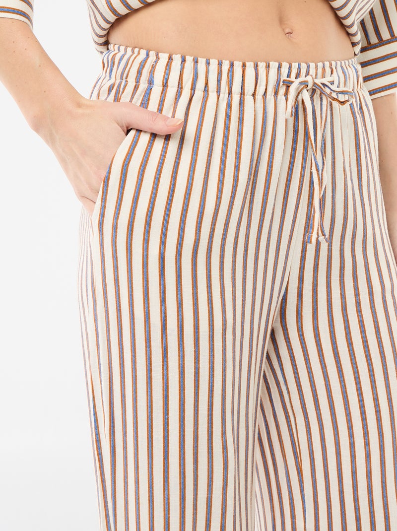 Pantalón de lino con 2 bolsillos Beige - Kiabi