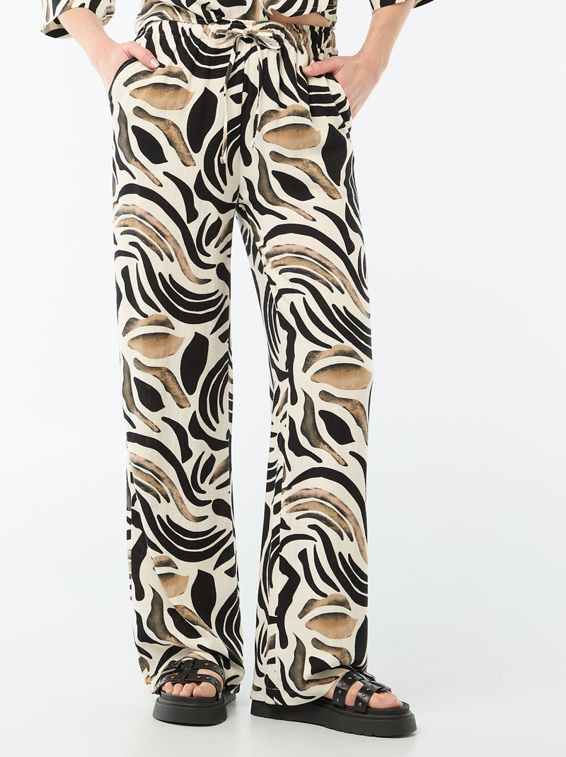 Pantalón de lino con 2 bolsillos Negro - Kiabi