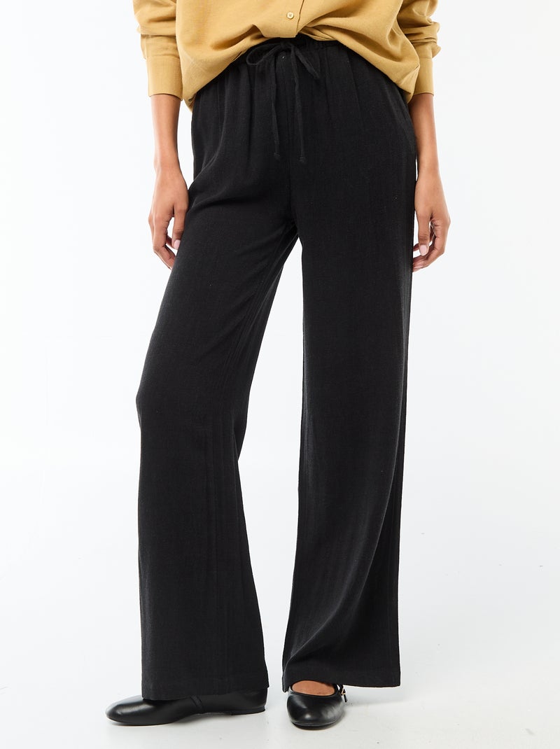 Pantalón de lino con 2 bolsillos Negro - Kiabi