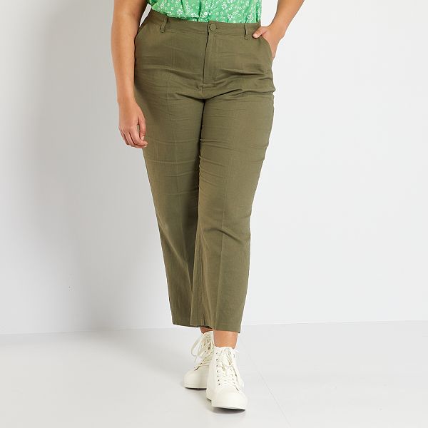 Pantalón de lino tallas grandes mujer - KAKI - Kiabi - 20,00€
