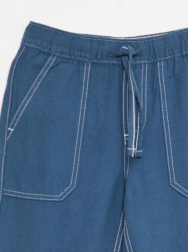 Pantalón de lino mezclado Azul - Kiabi