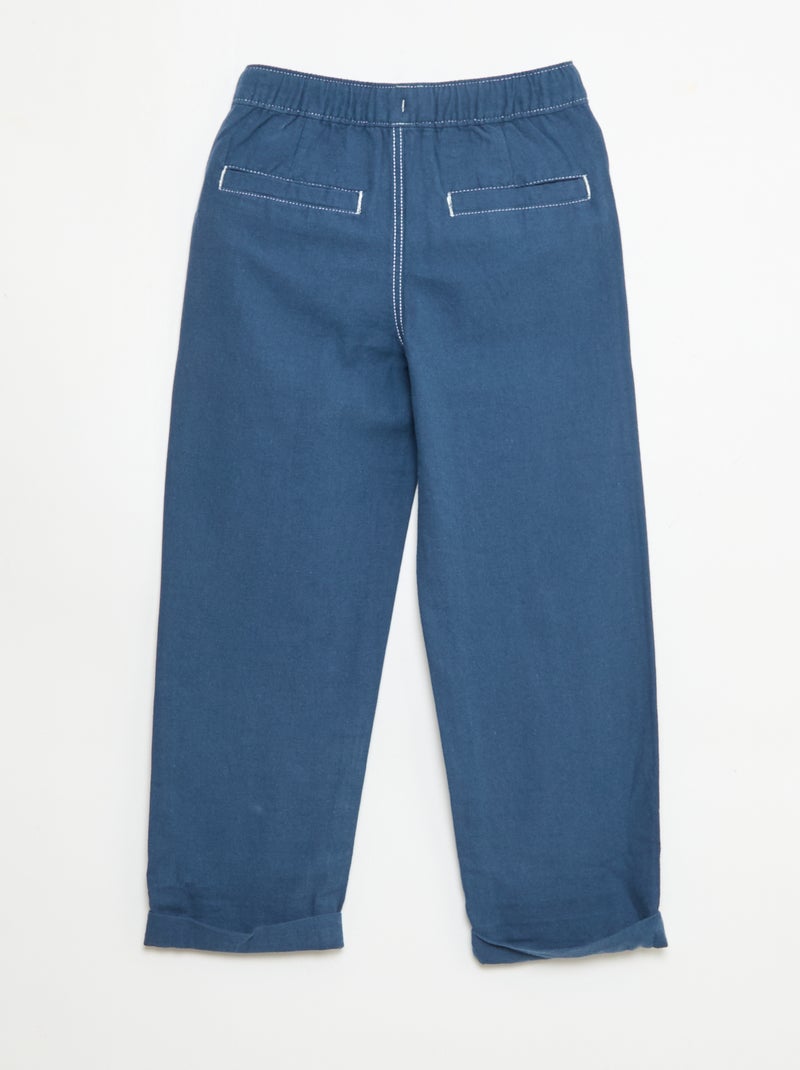 Pantalón de lino mezclado Azul - Kiabi