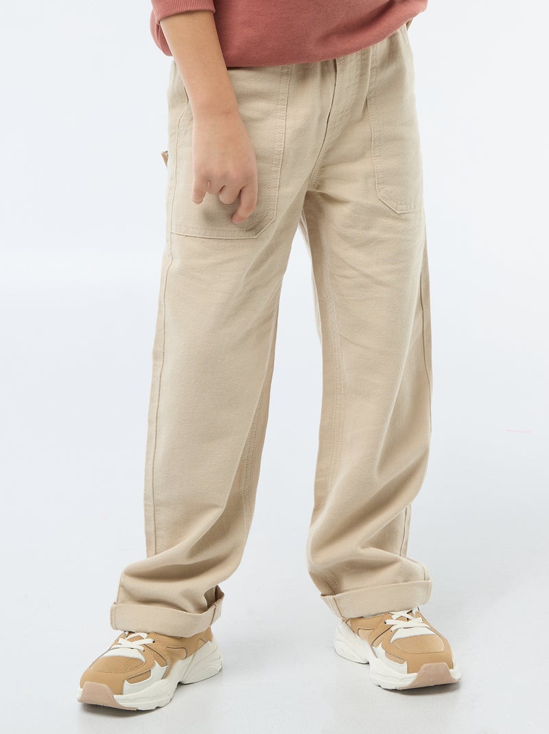 Pantalón de lino mezclado Beige - Kiabi