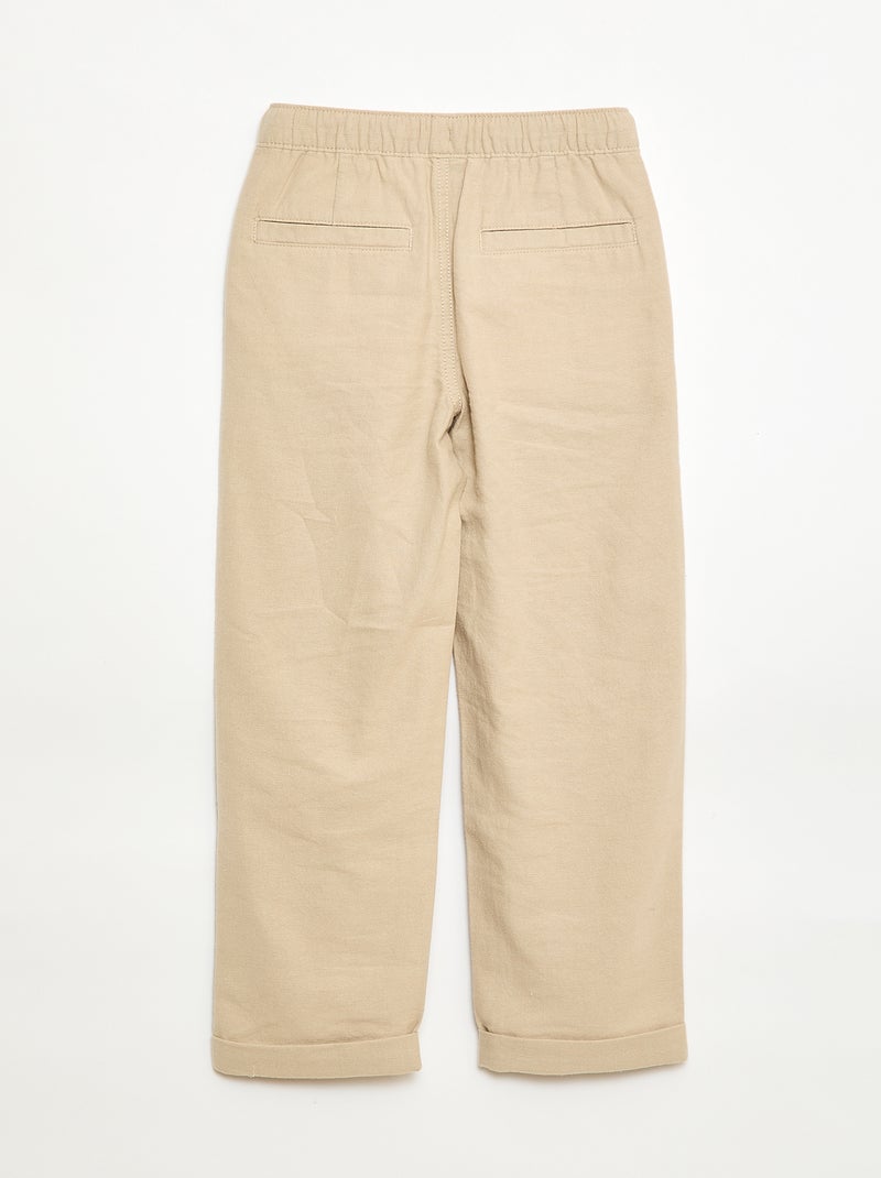 Pantalón de lino mezclado Beige - Kiabi