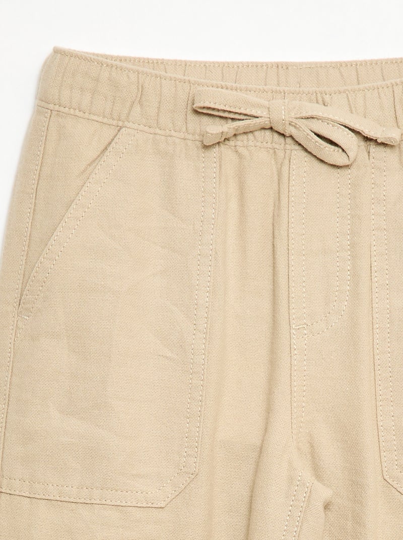 Pantalón de lino mezclado Beige - Kiabi