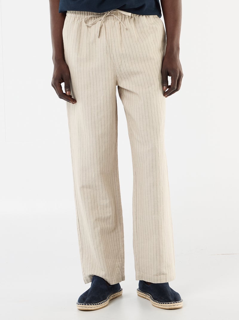 Pantalón de lino mezclado Beige - Kiabi