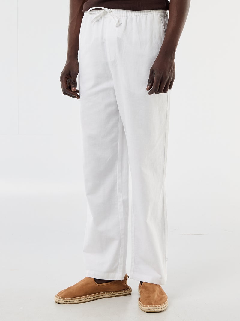 Pantalón de lino mezclado Blanco - Kiabi