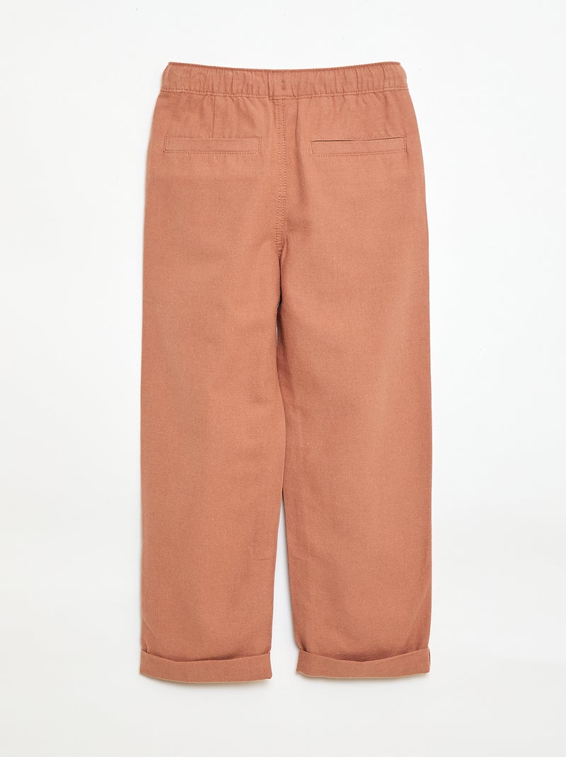 Pantalón de lino mezclado Marron - Kiabi