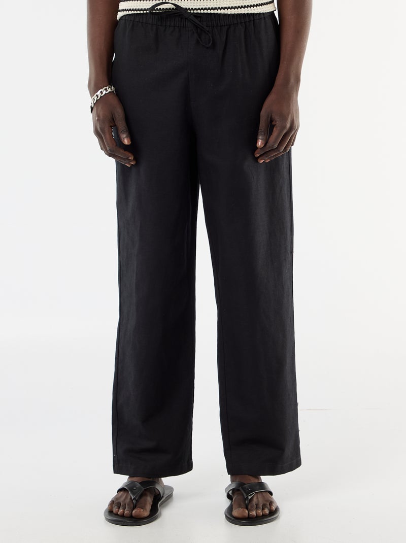 Pantalón de lino mezclado Negro - Kiabi
