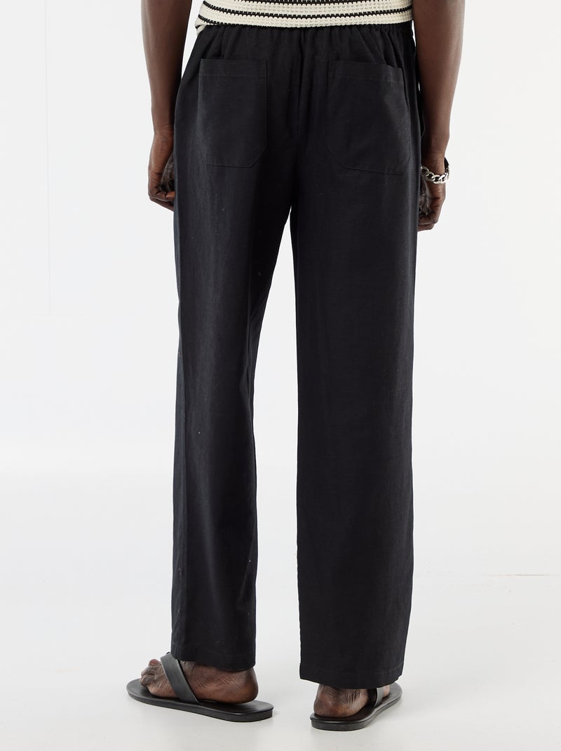 Pantalón de lino mezclado Negro - Kiabi