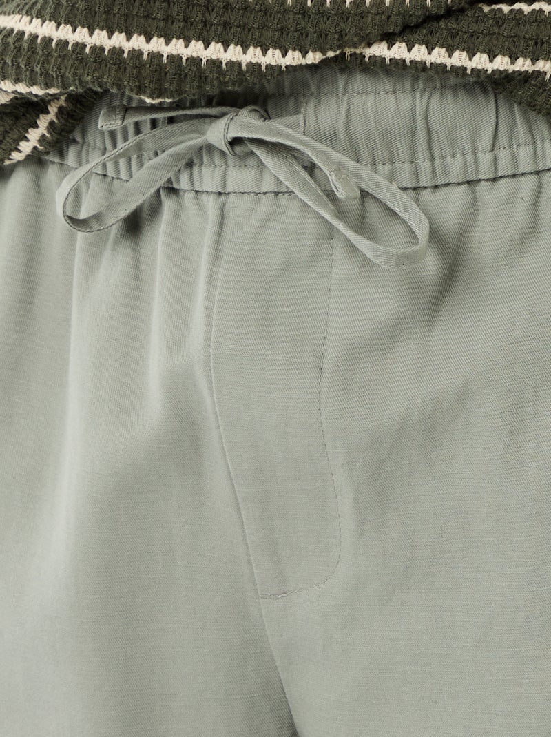 Pantalón de lino mezclado Verde - Kiabi