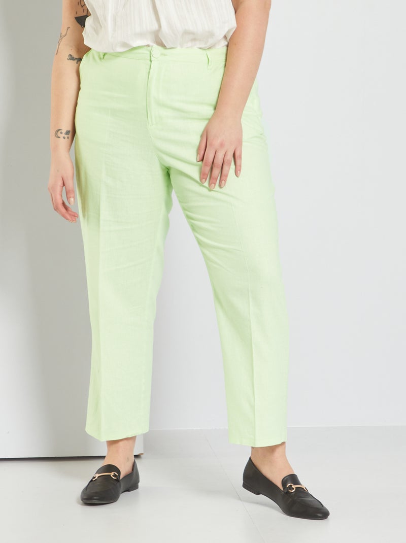Pantalón de lino VERDE - Kiabi