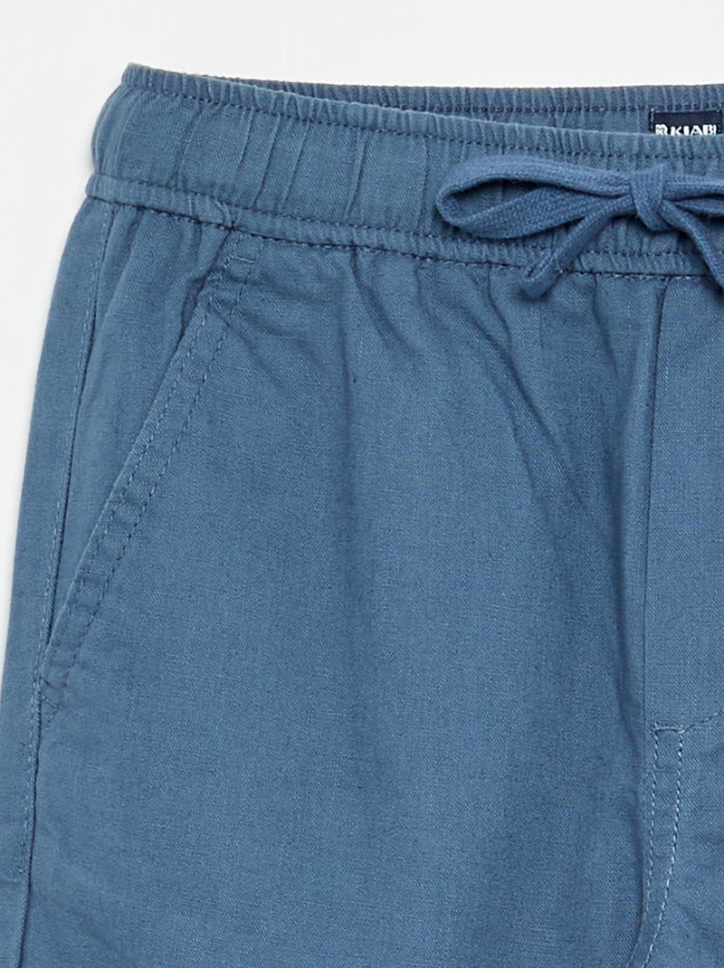 Pantalón de lino y algodón Azul - Kiabi