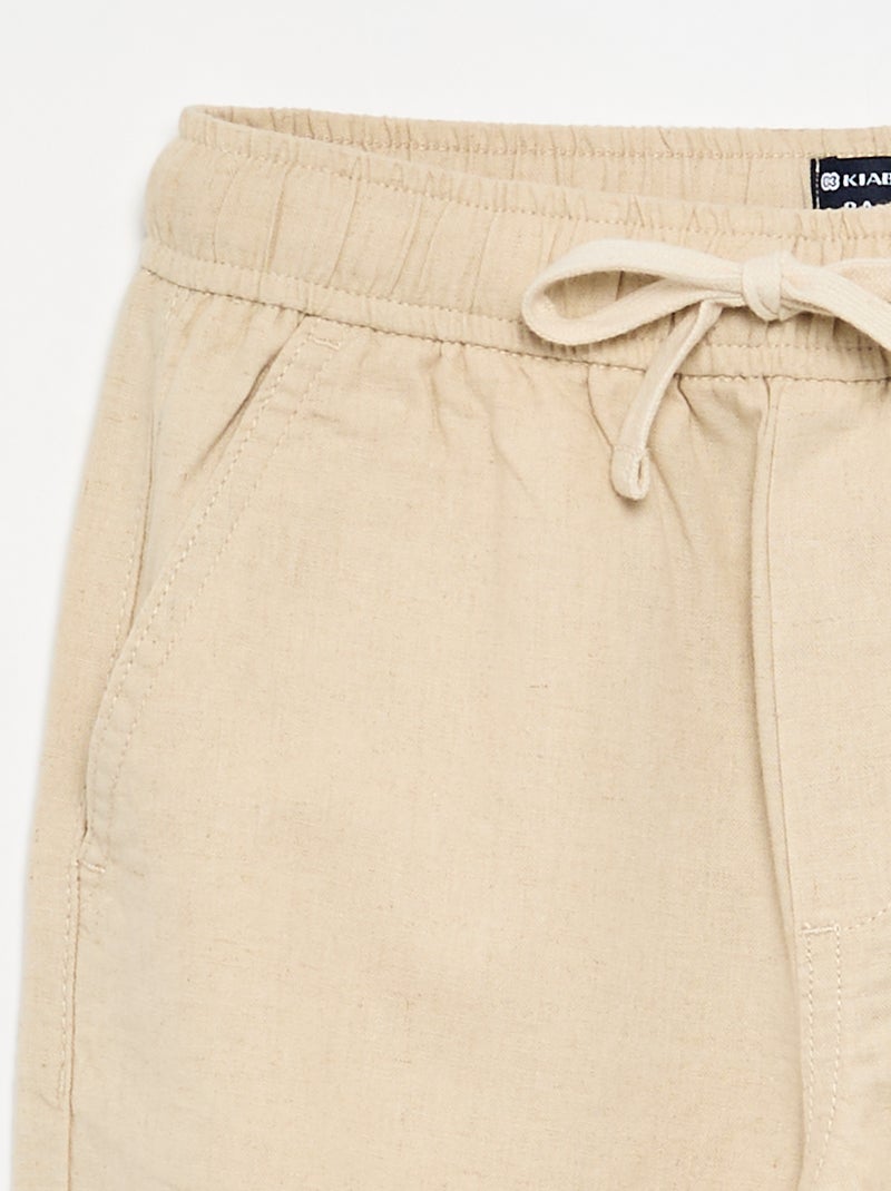 Pantalón de lino y algodón Beige - Kiabi