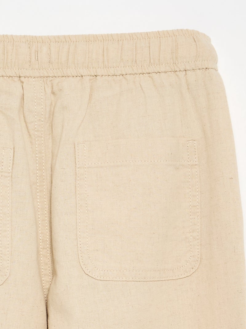 Pantalón de lino y algodón Beige - Kiabi