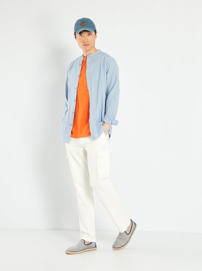 Pantalón de lino y algodón con bolsillos BLANCO - Kiabi