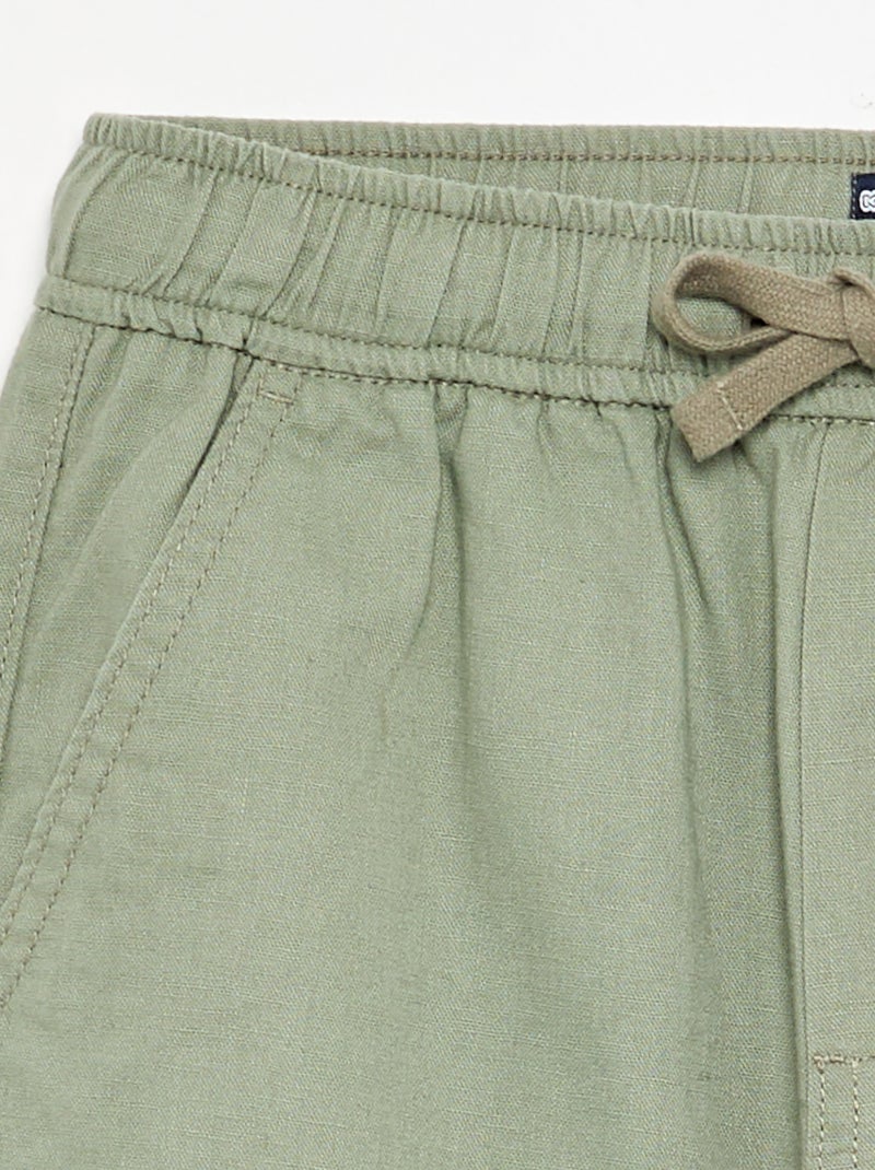 Pantalón de lino y algodón Verde - Kiabi