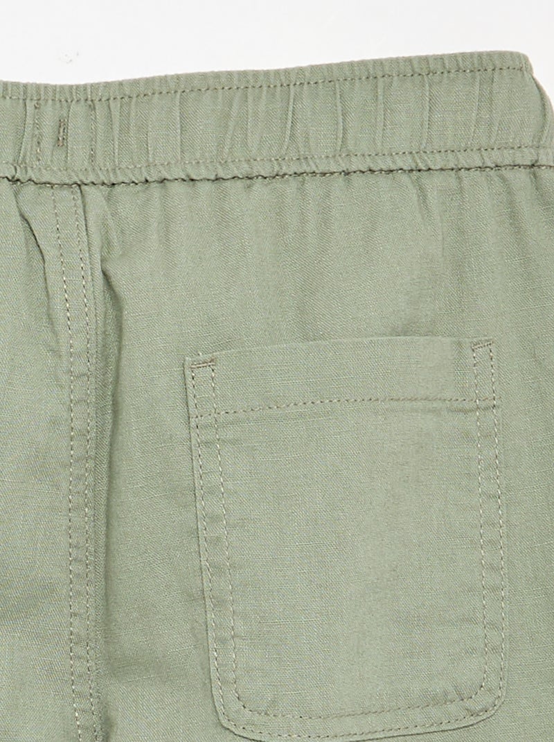 Pantalón de lino y algodón Verde - Kiabi