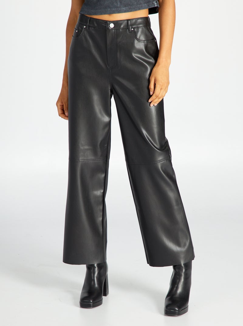 Pantalón de material sintético negro - Kiabi