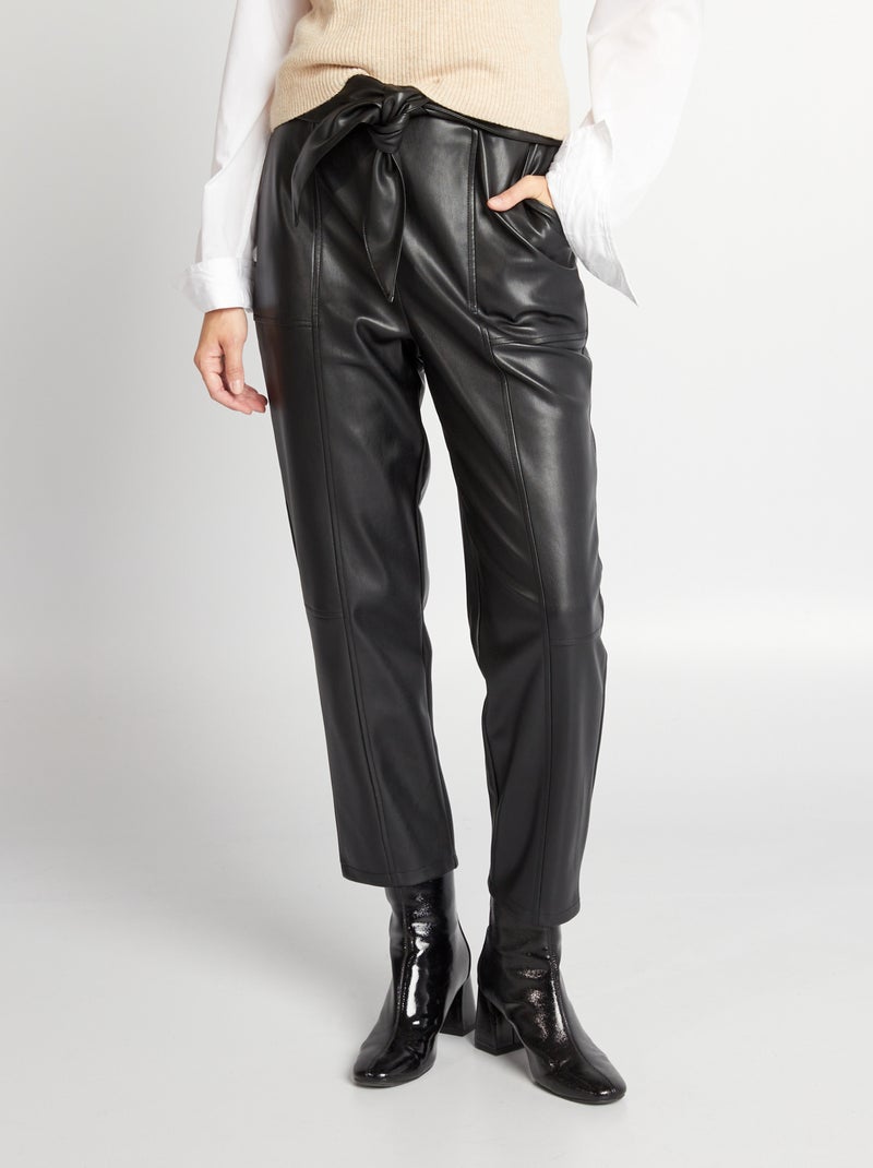 Pantalón de material sintético negro - Kiabi