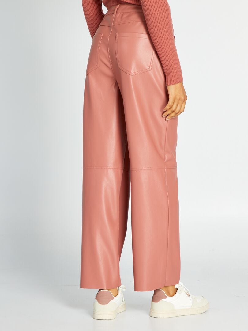 Pantalón de material sintético Rosa - Kiabi
