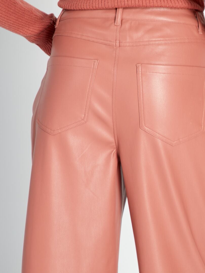 Pantalón de material sintético Rosa - Kiabi