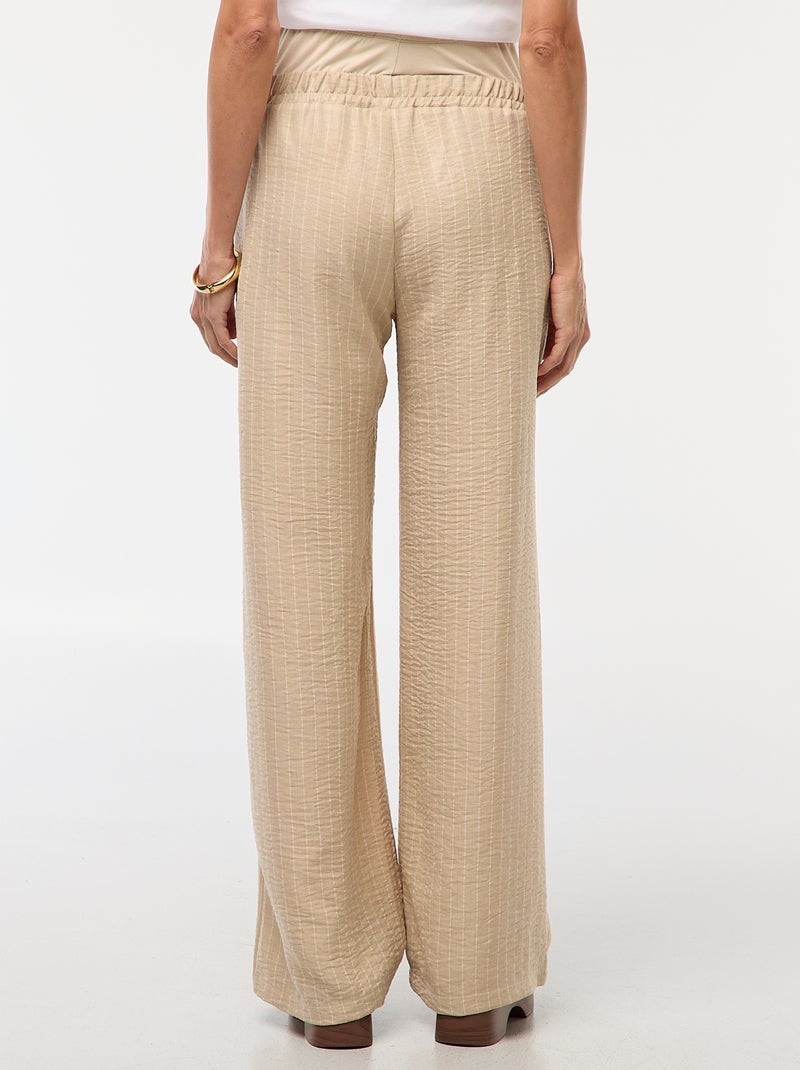 Pantalón de maternidad ancho a rayas Beige - Kiabi