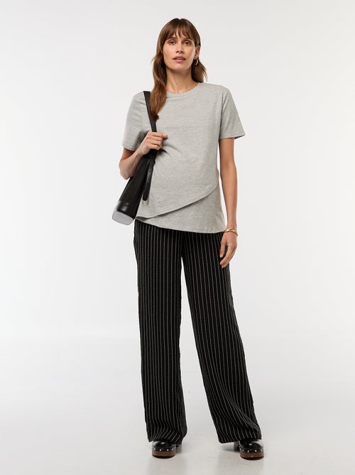 Pantalón de maternidad ancho a rayas - Kiabi
