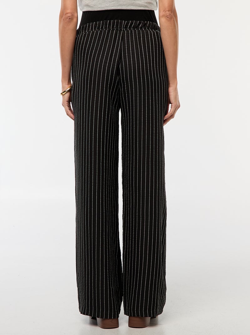 Pantalón de maternidad ancho a rayas Negro - Kiabi
