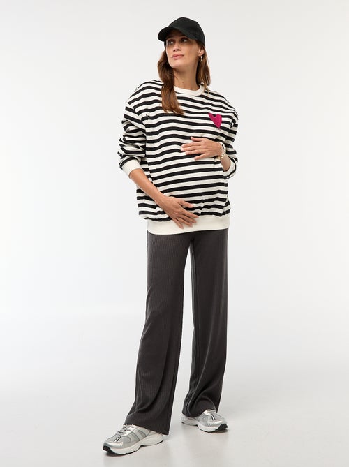 Pantalón de maternidad ancho de canalé - Kiabi