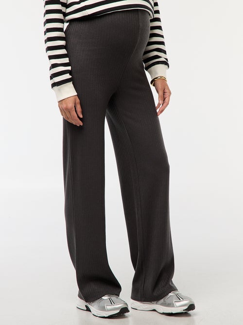 Pantalón de maternidad ancho de canalé - Kiabi
