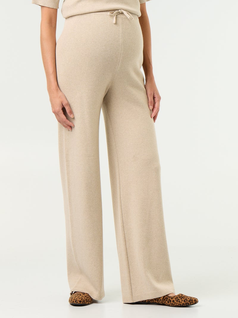 Pantalón de maternidad ancho de punto Beige - Kiabi