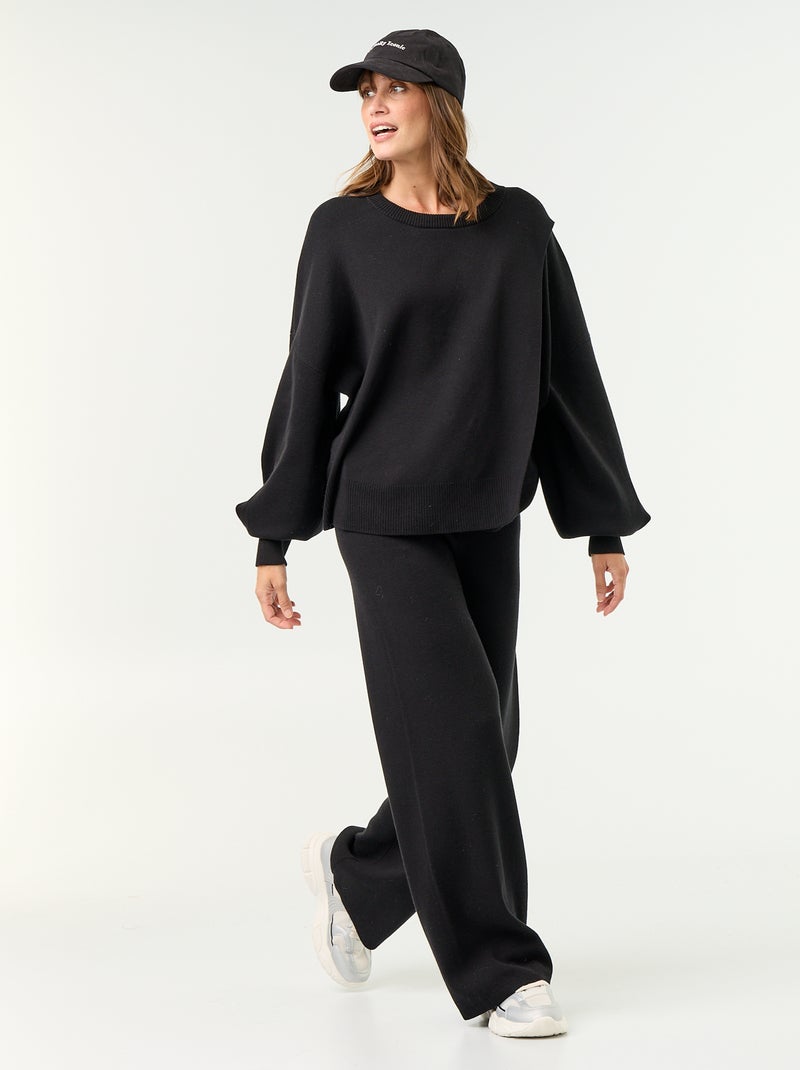 Pantalón de maternidad ancho de punto Negro - Kiabi