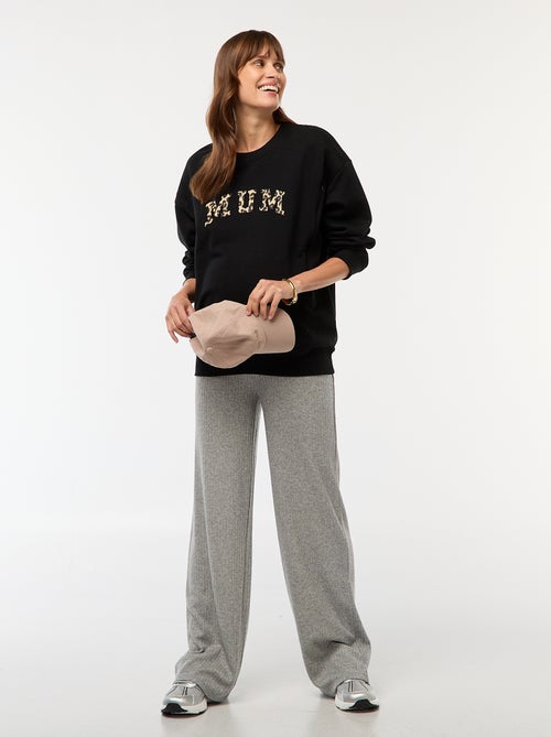 Pantalón de maternidad ancho en canalé - Kiabi