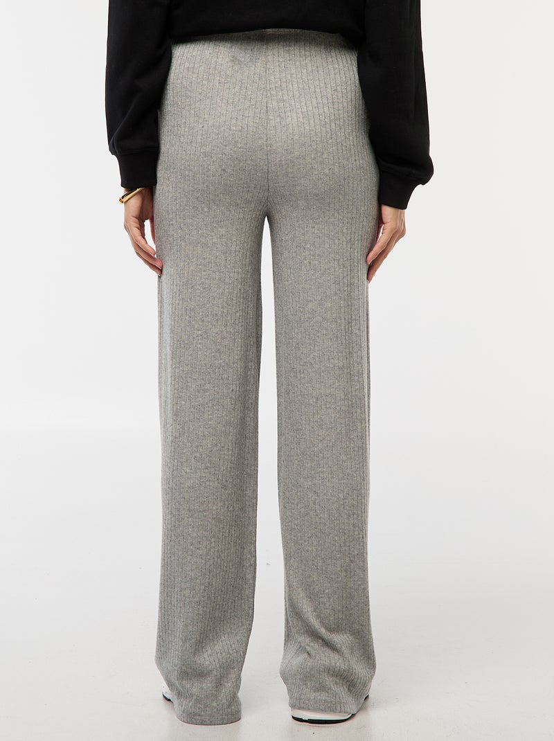 Pantalón de maternidad ancho en canalé Gris - Kiabi