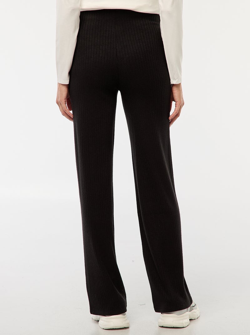 Pantalón de maternidad ancho en canalé Negro - Kiabi