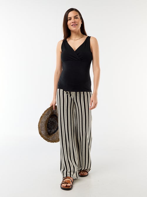 Pantalón de maternidad de punto a rayas - Kiabi