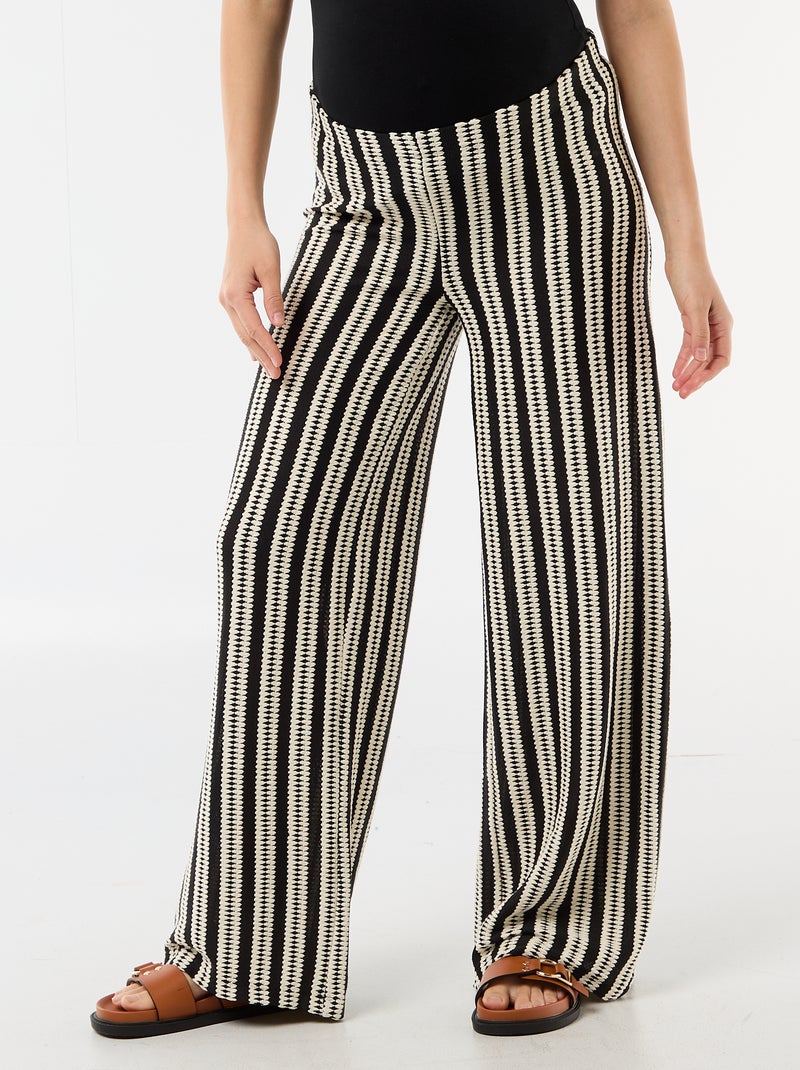 Pantalón de maternidad de punto a rayas Beige - Kiabi