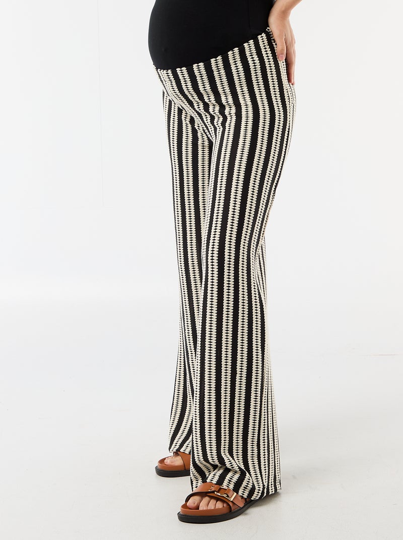 Pantalón de maternidad de punto a rayas Beige - Kiabi