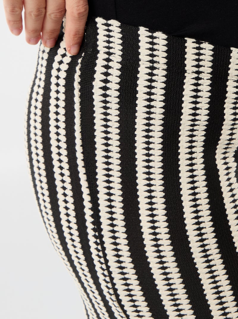 Pantalón de maternidad de punto a rayas Beige - Kiabi