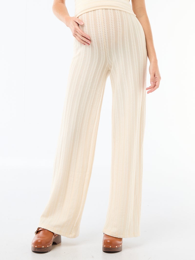 Pantalón de maternidad de punto a rayas Blanco - Kiabi
