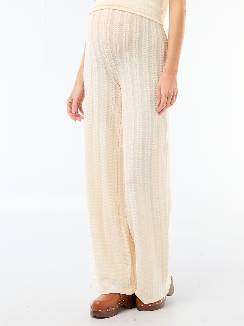 Pantalón de maternidad de punto a rayas Blanco - Kiabi