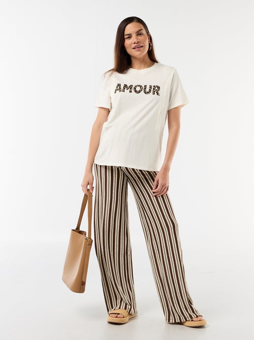 Pantalón de maternidad de punto a rayas - Kiabi