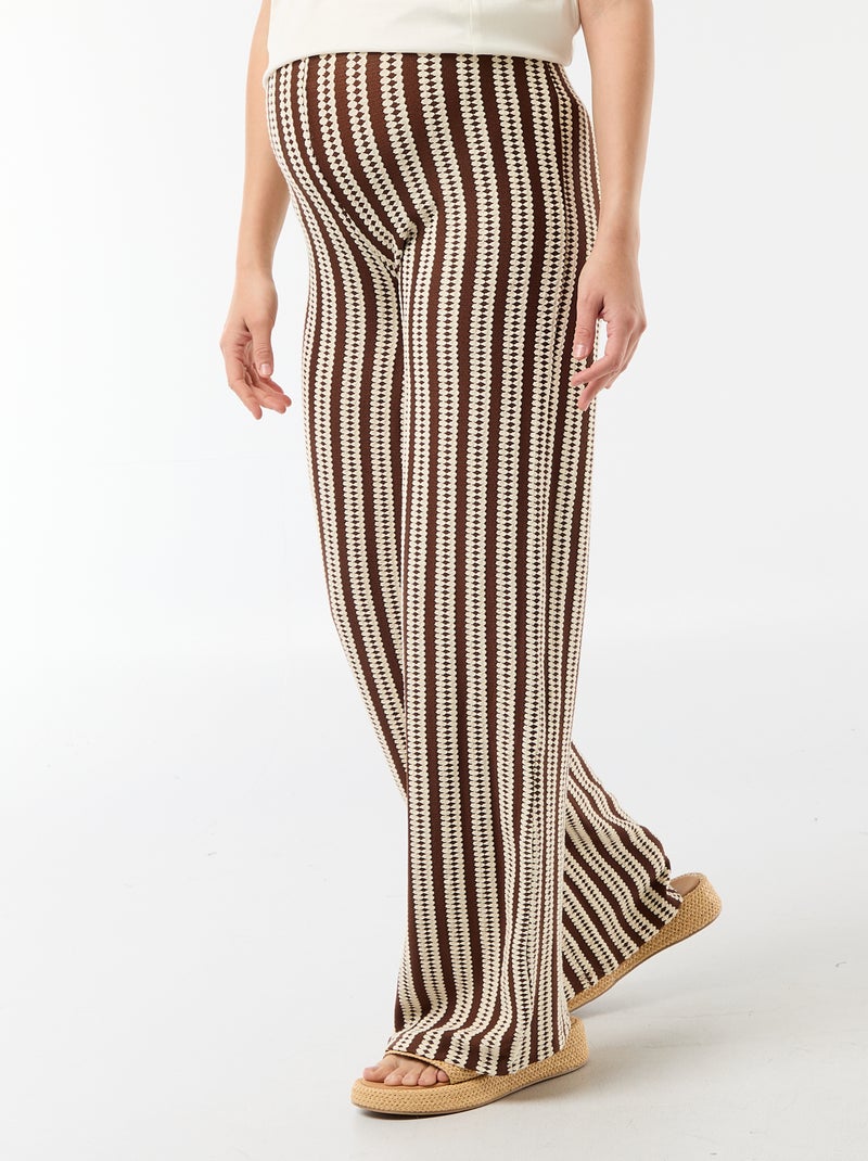 Pantalón de maternidad de punto a rayas Blanco - Kiabi