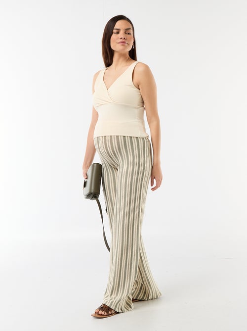 Pantalón de maternidad de punto a rayas - Kiabi