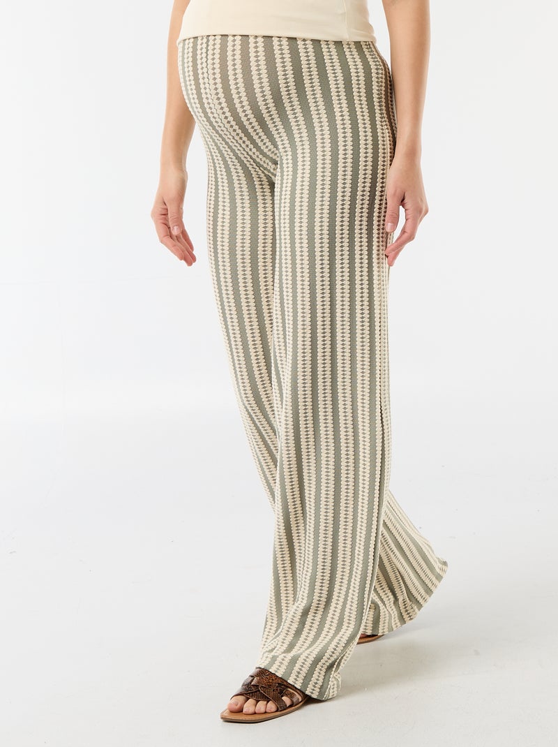 Pantalón de maternidad de punto a rayas Blanco - Kiabi